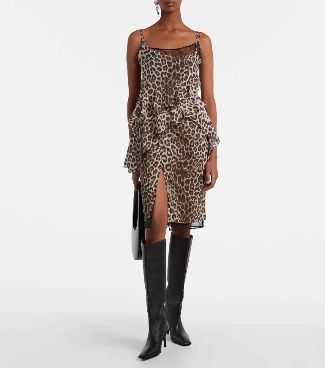 Jacques Wei - Leopard-print silk lace midi skirt
