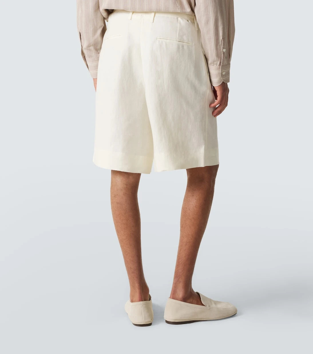 Stòffa - Belted linen Bermuda shorts