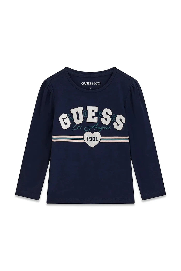 Guess çocuklar için pamuk ve elastan uzun kollu bluz