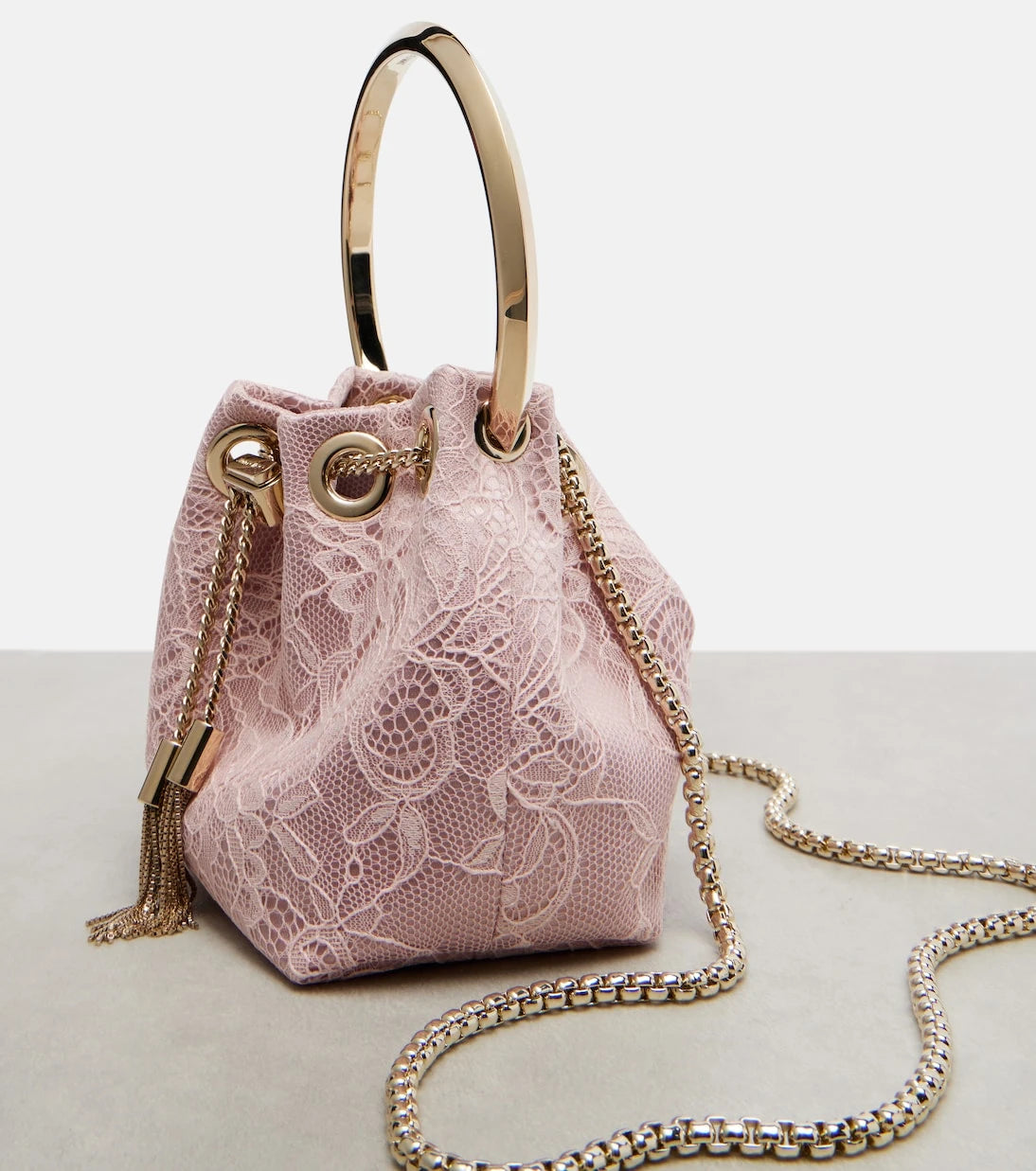 Jimmy Choo - Bon Bon Micro satin and lace bucket bag