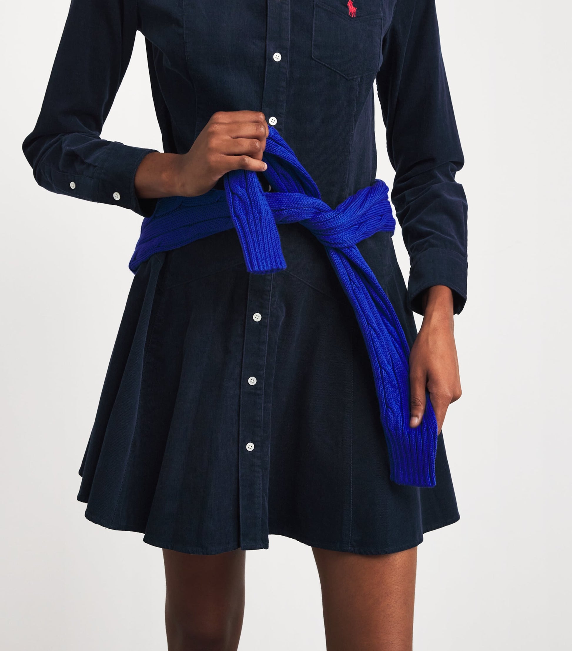 Polo Ralph Lauren Navy Cotton Corduroy Mini Shirt Dress