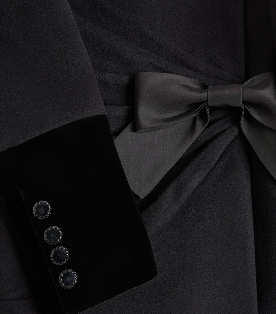 Valentino Black Virgin Wool-Cashmere Bow Overcoat