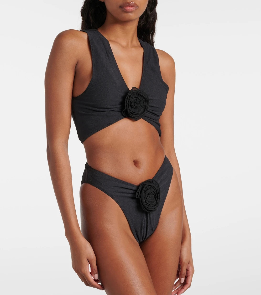 Same - Floral-appliqué high-rise bikini bottoms