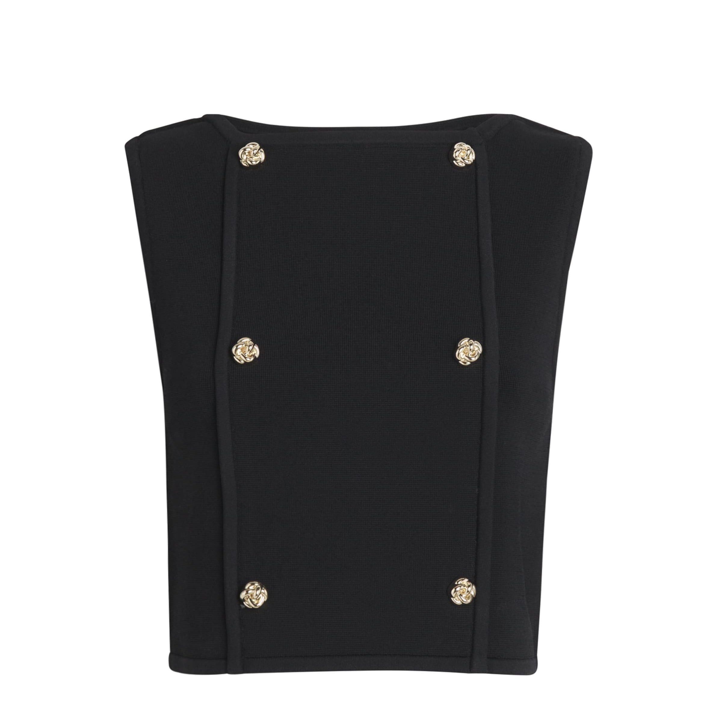 Black Button-Embellished Cropped Sweater