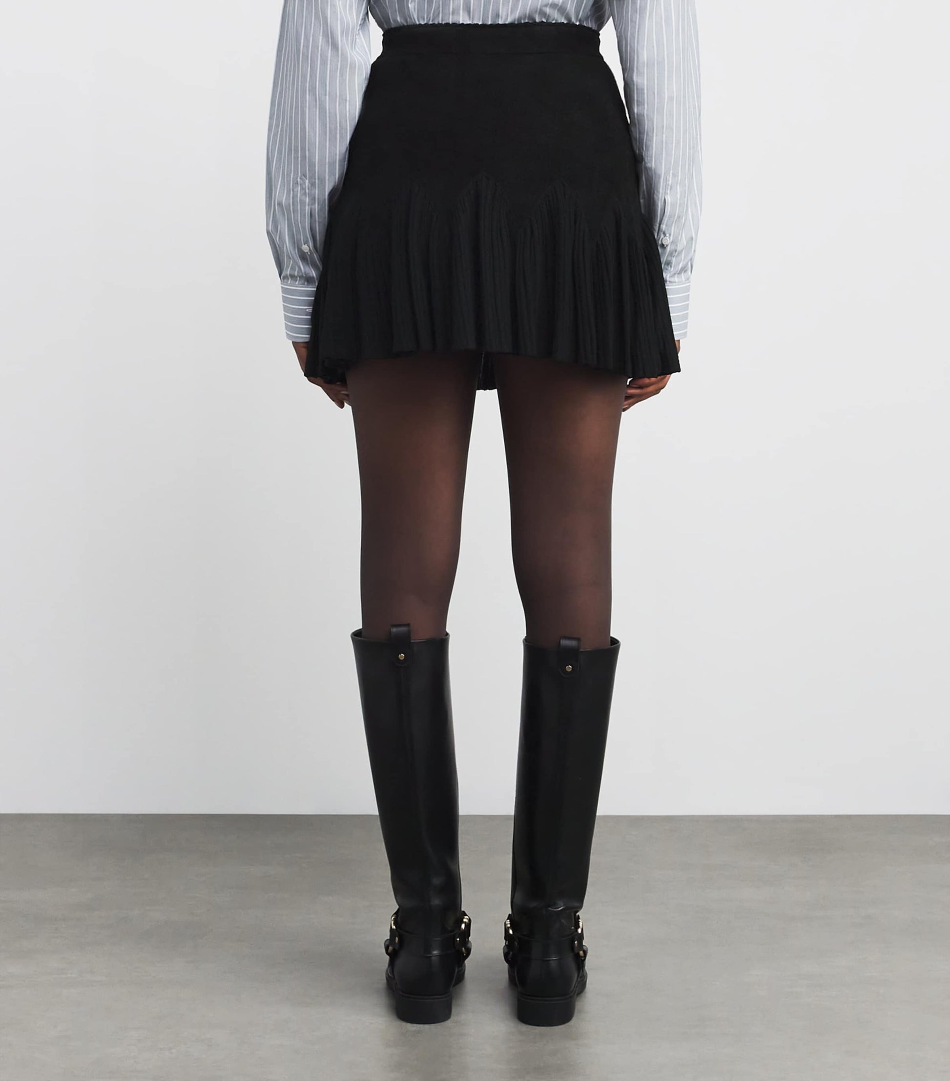 Black Velvet Ruffled Mini Skirt