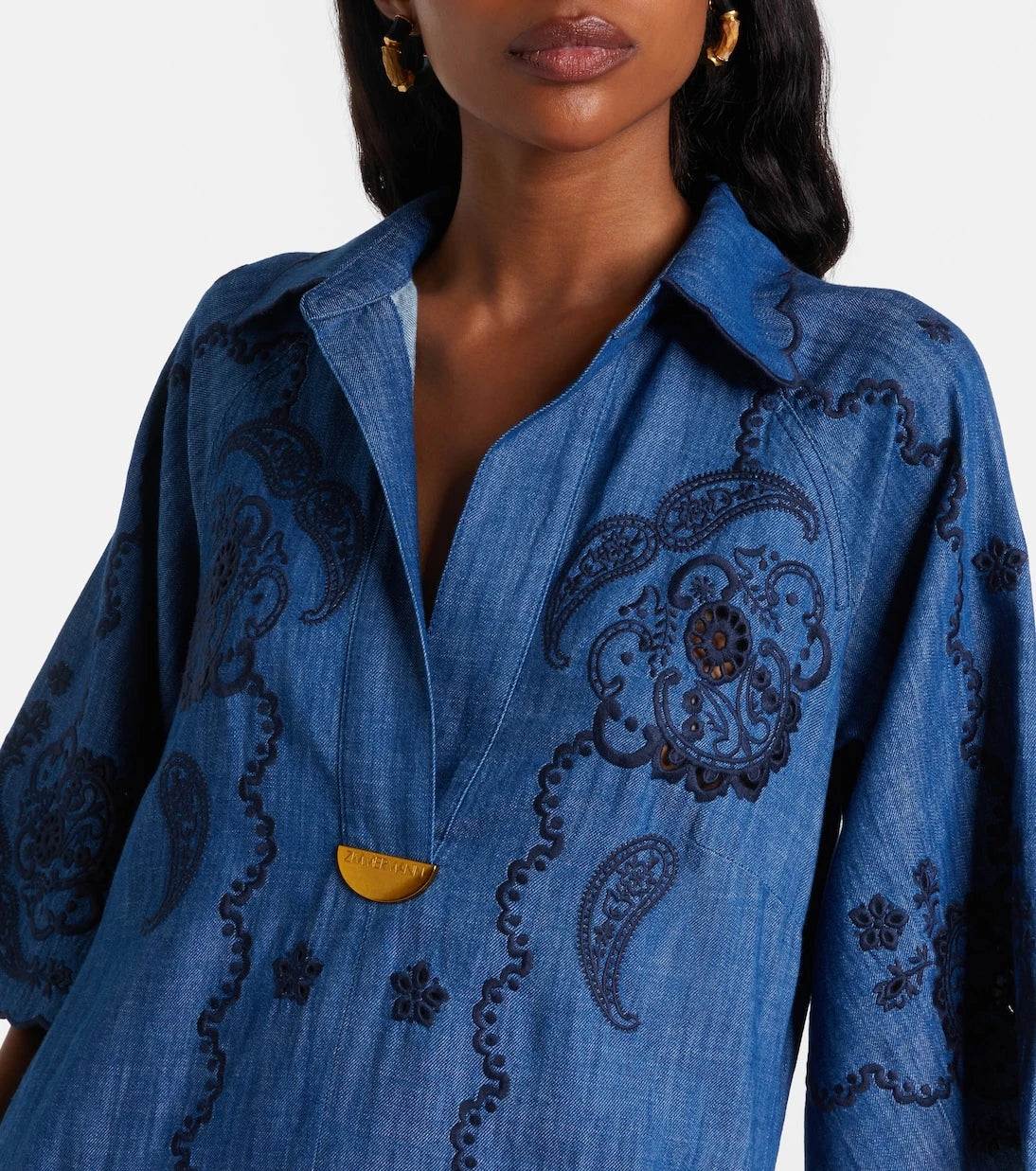 Zimmermann - Aster embroidered denim midi dress