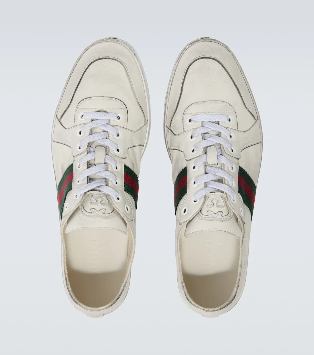 Gucci - Stretch Web Stripe leather sneakers