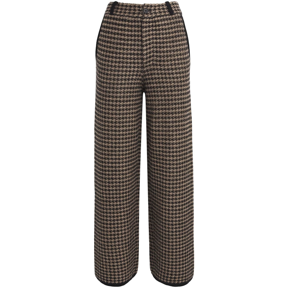 Guest In Residence Brown Cashmere Houndstooth Tailored Trousers