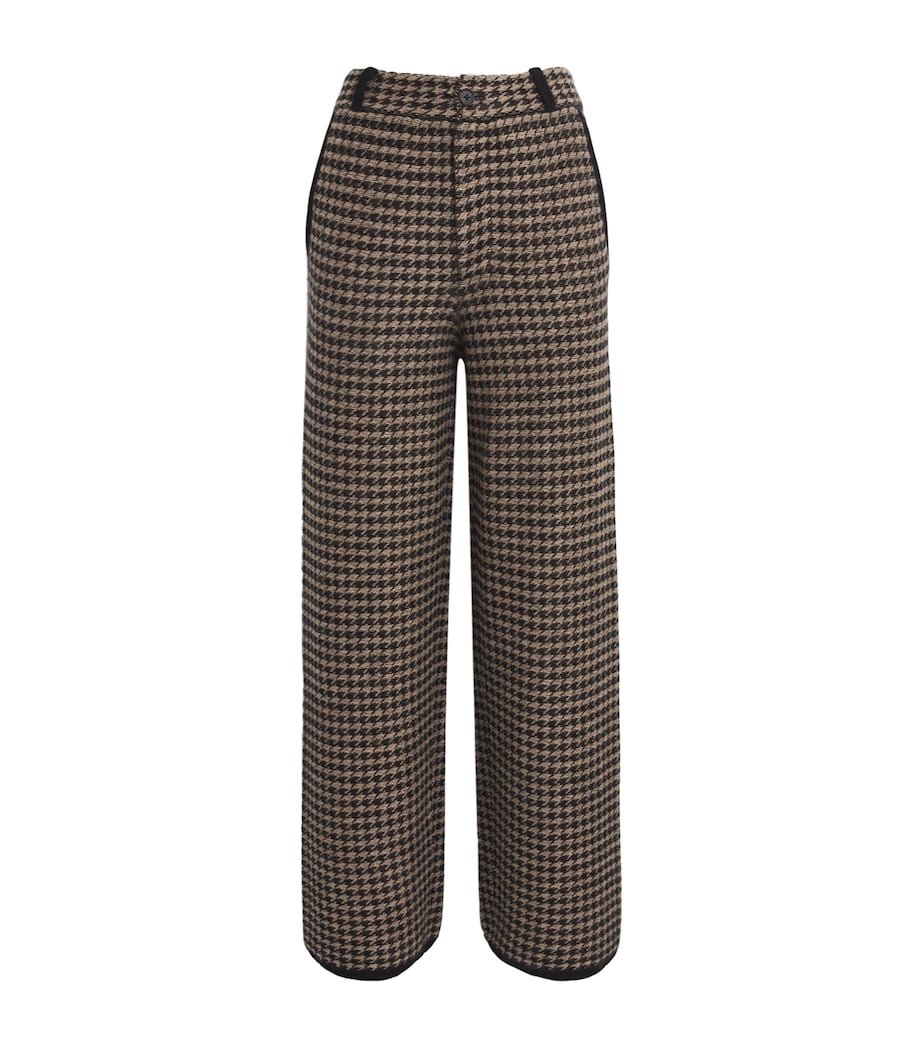 Guest In Residence Brown Cashmere Houndstooth Tailored Trousers