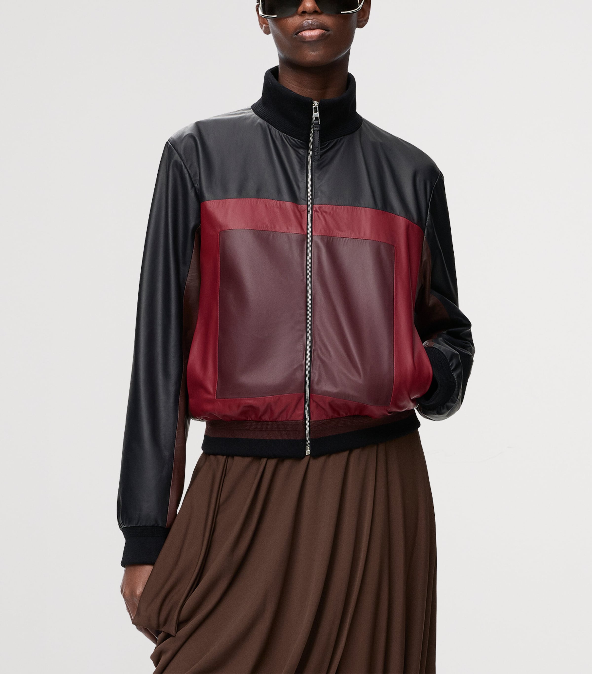 LOEWE Black Leather Cropped Jacket