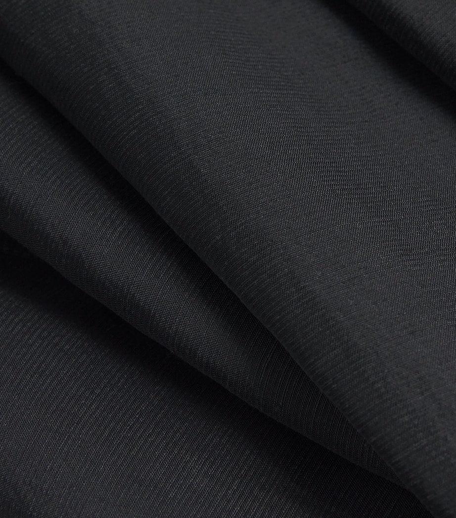 Black Balloon-Sleeve Midi Dress