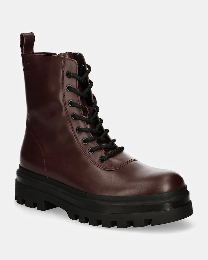 Кожени туристически обувки Calvin Klein Jeans LUGGED LACE ZIP BOOT OXF LTH