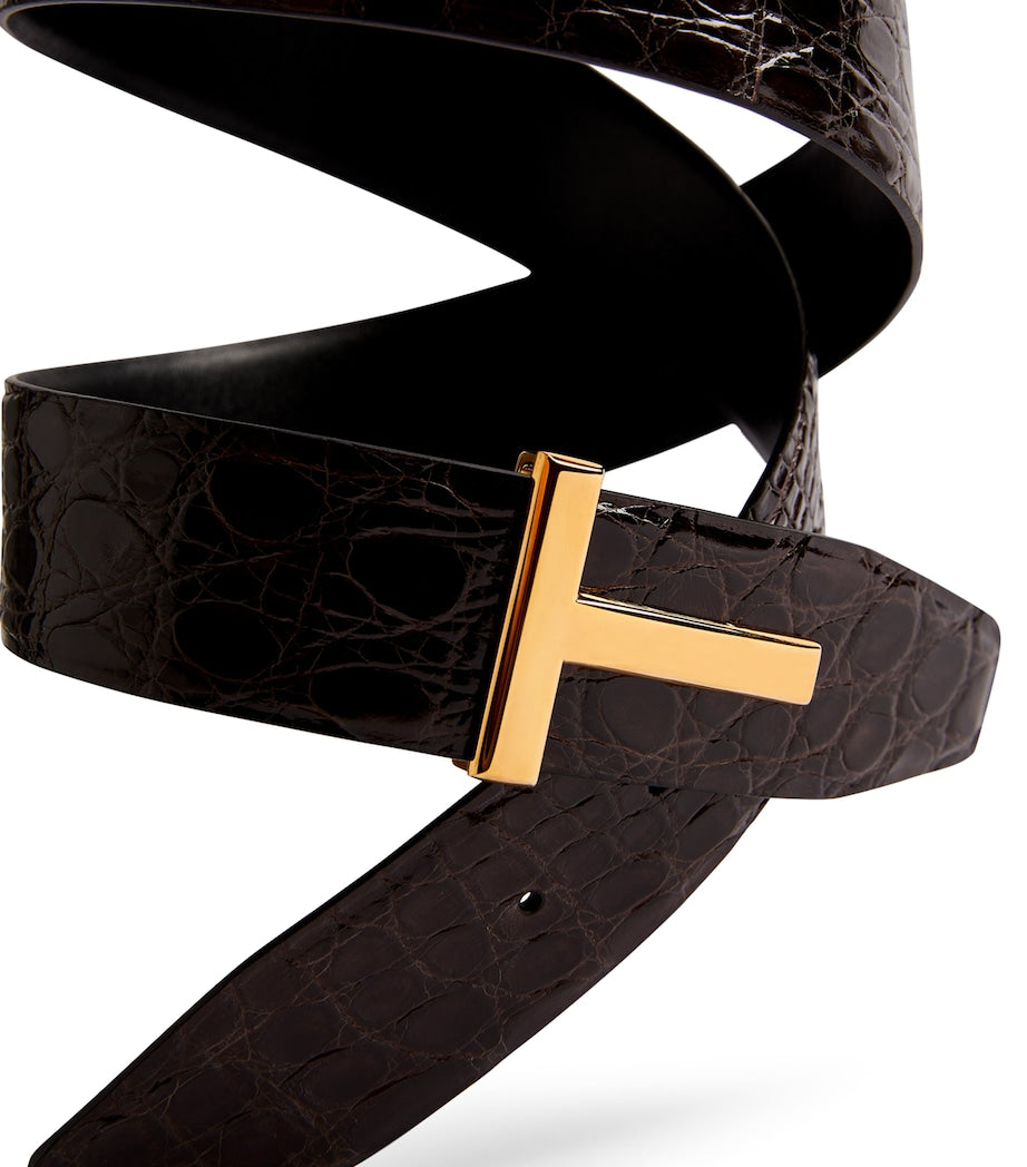 Leather Reversible T Icon Belt