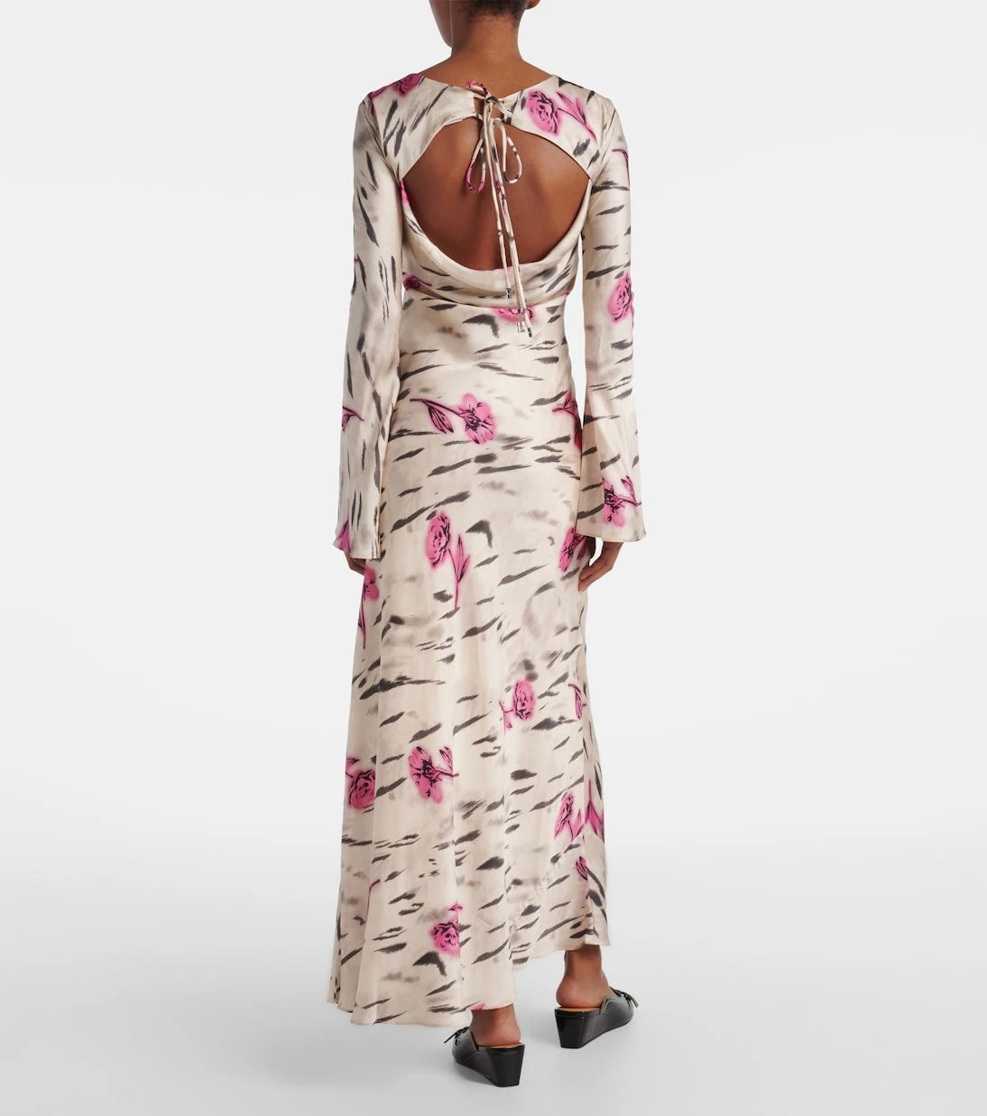 Ganni - Floral open-back satin maxi dress