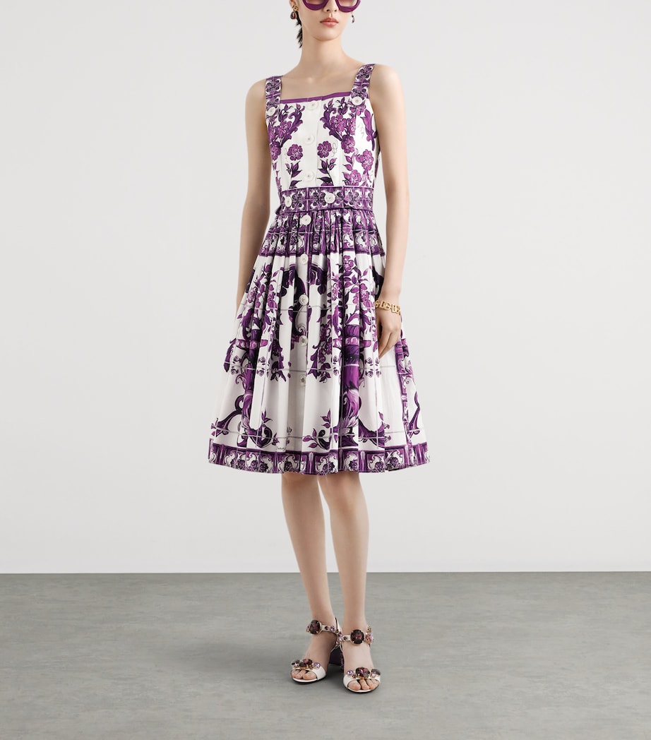 Dolce & Gabbana Multi Cotton Majolica Print Mini Dress