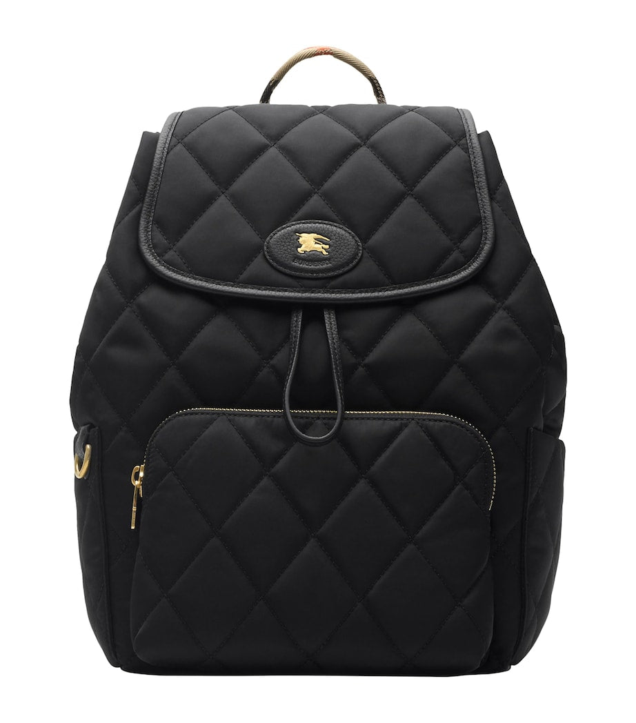 Black Quilted Horseshoe Backpack