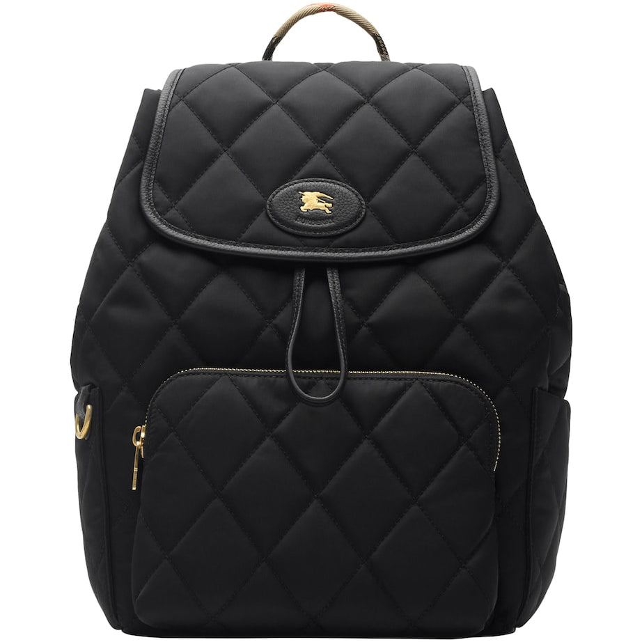Black Quilted Horseshoe Backpack
