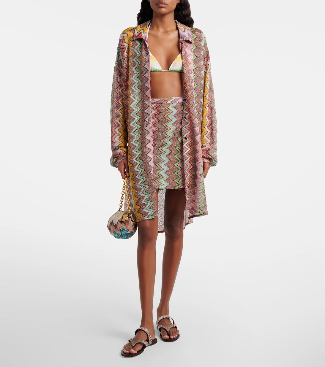 Missoni - صندل لويز زيجزاج بأربطة