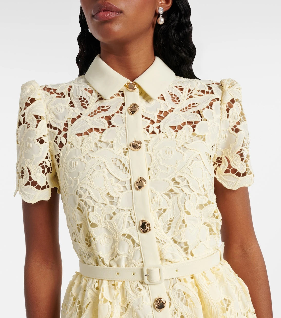 Self-Portrait - Lace-trimmed midi dress