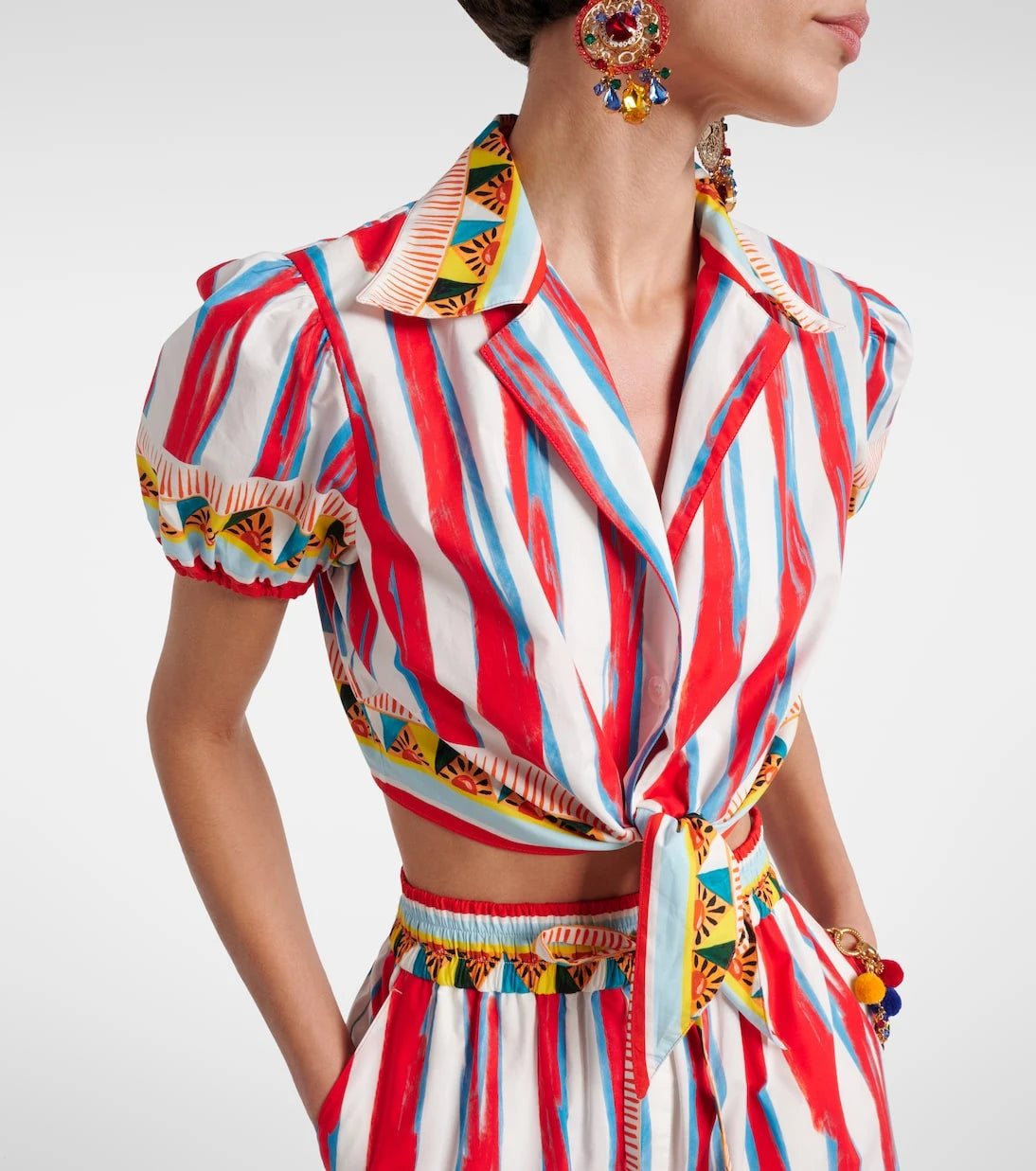 Dolce&Gabbana - Cropped striped cotton shirt