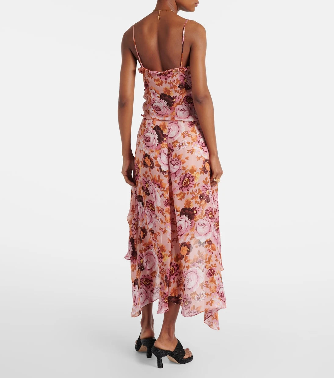 Chloé - Asymmetric floral silk midi skirt