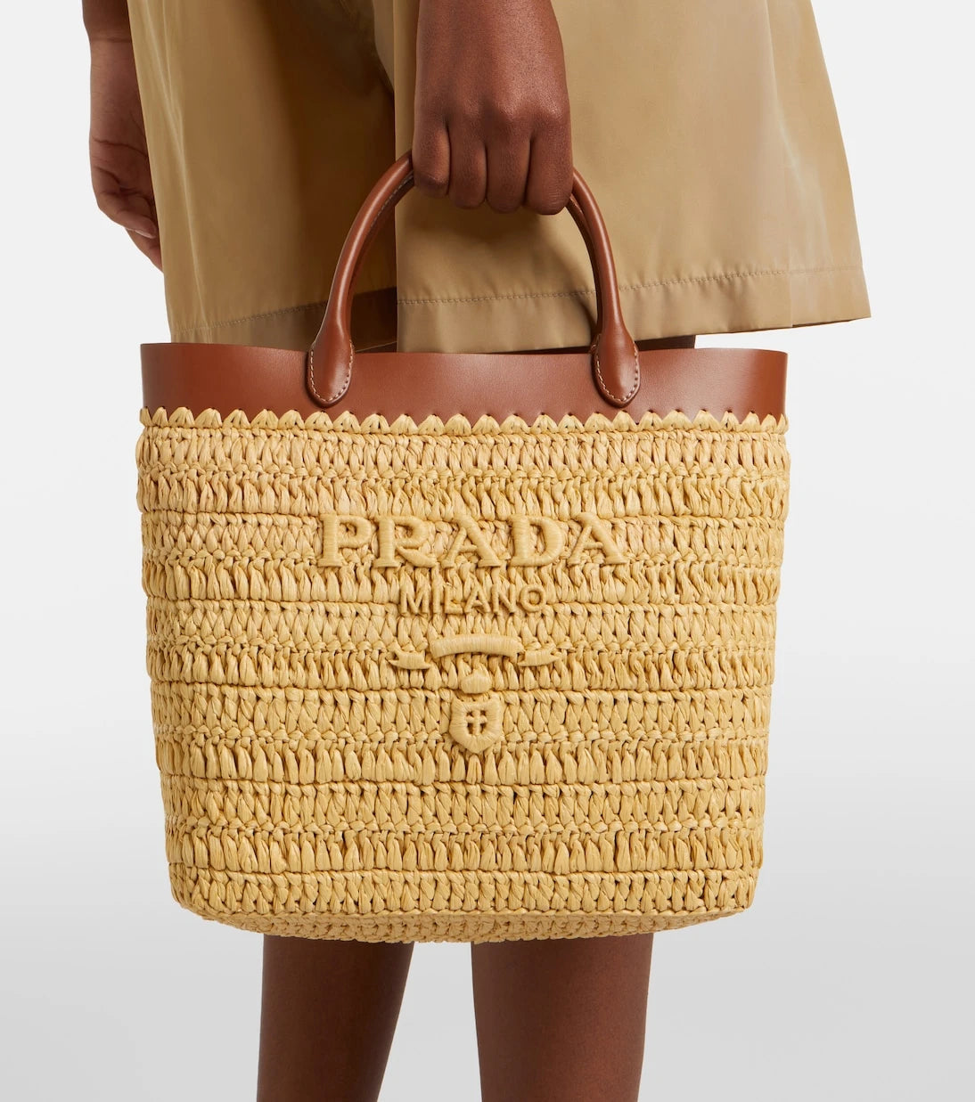 Prada - Small crochet raffia tote bag