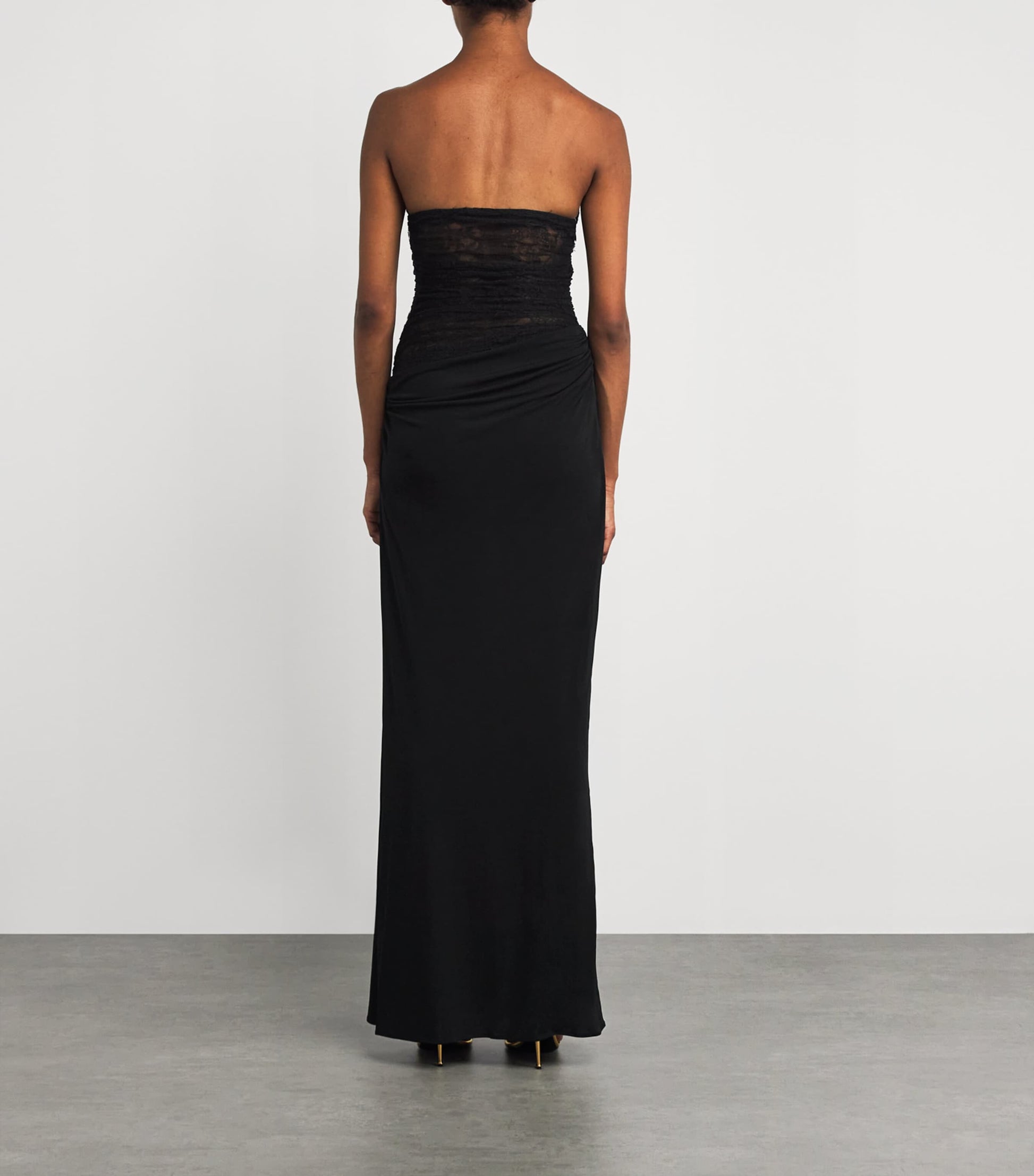 Black Lace-Bustier Strapless Salacia Gown