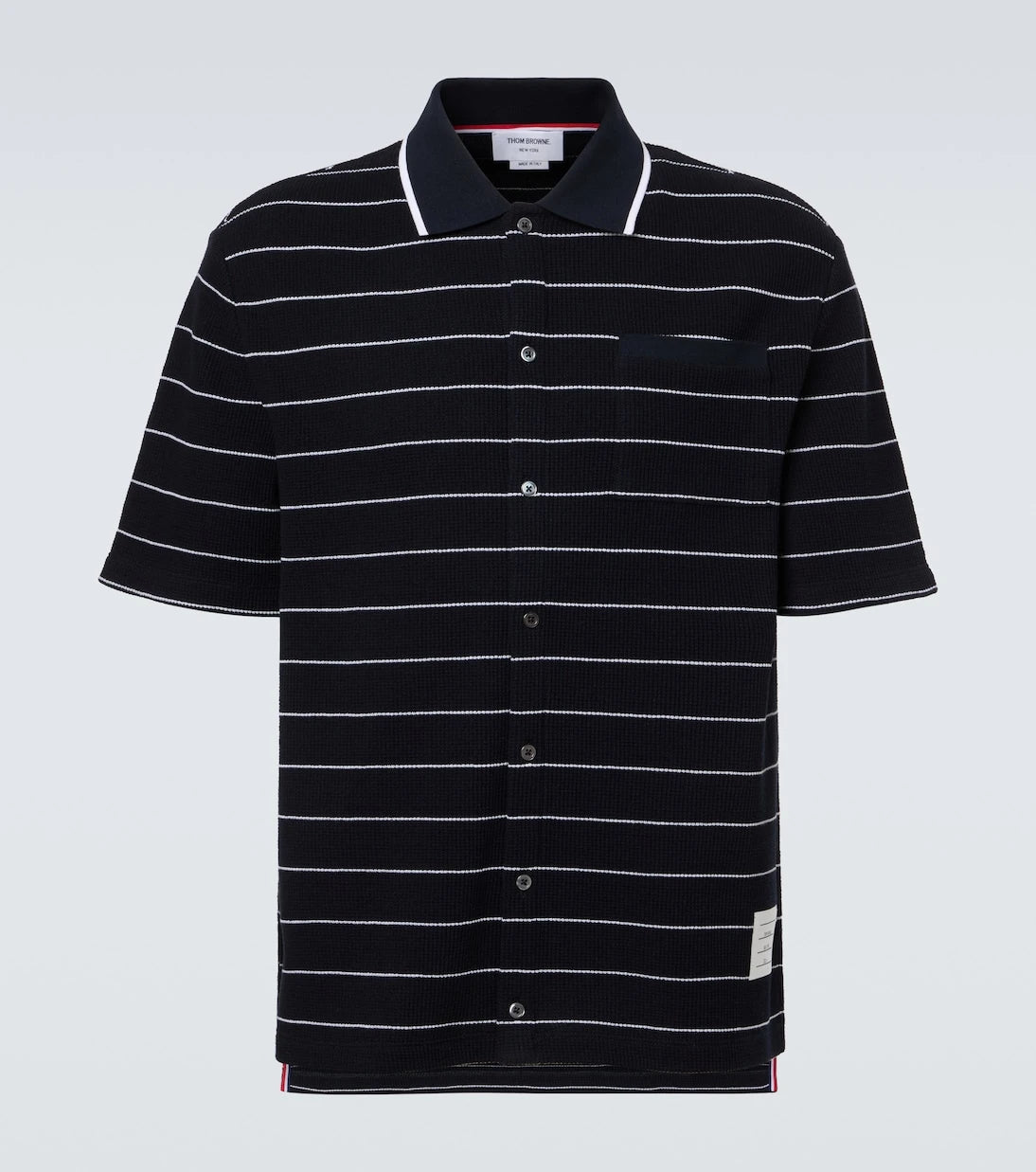Thom Browne - Striped cotton and linen polo shirt