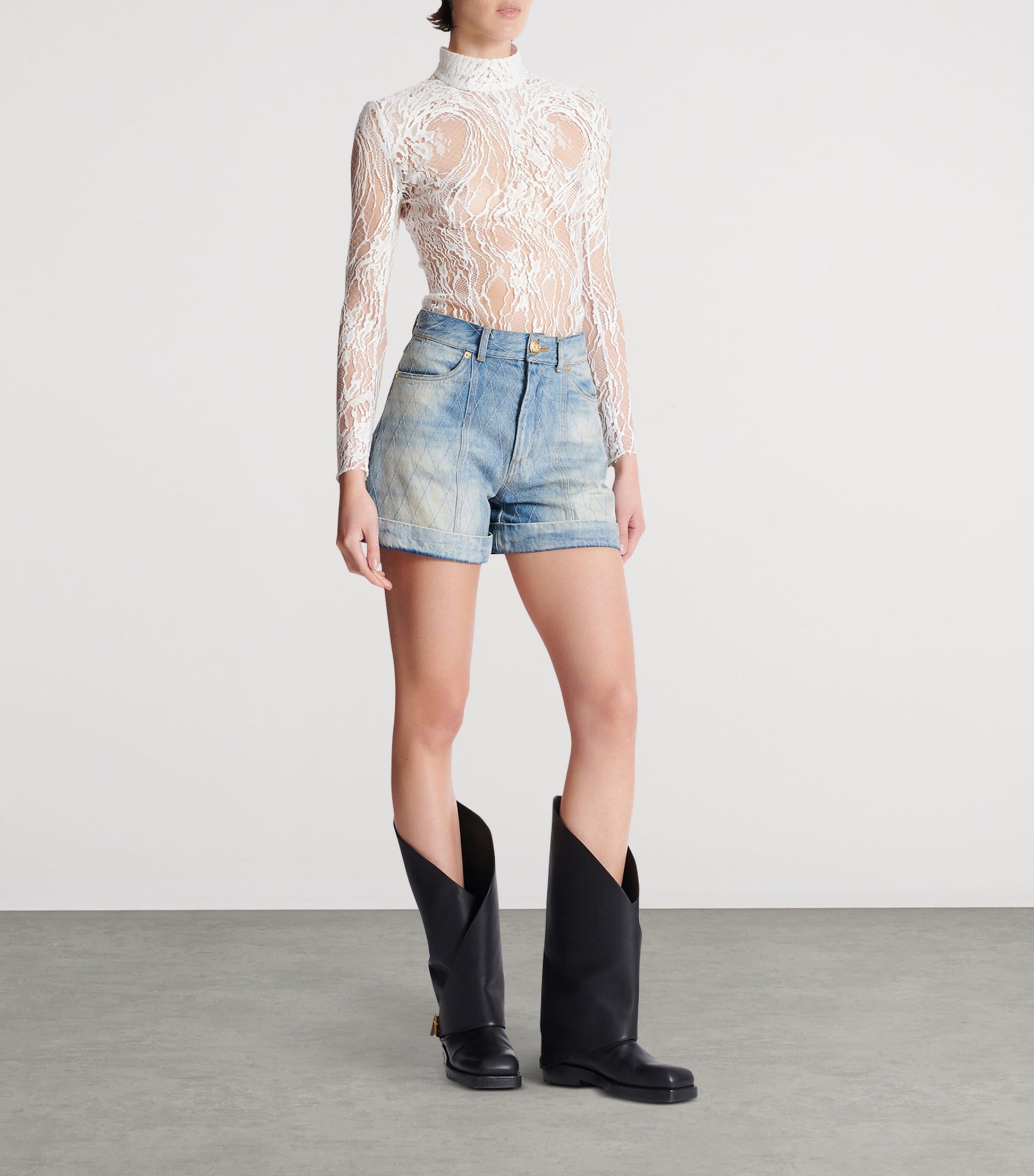 Diamond Denim Shorts