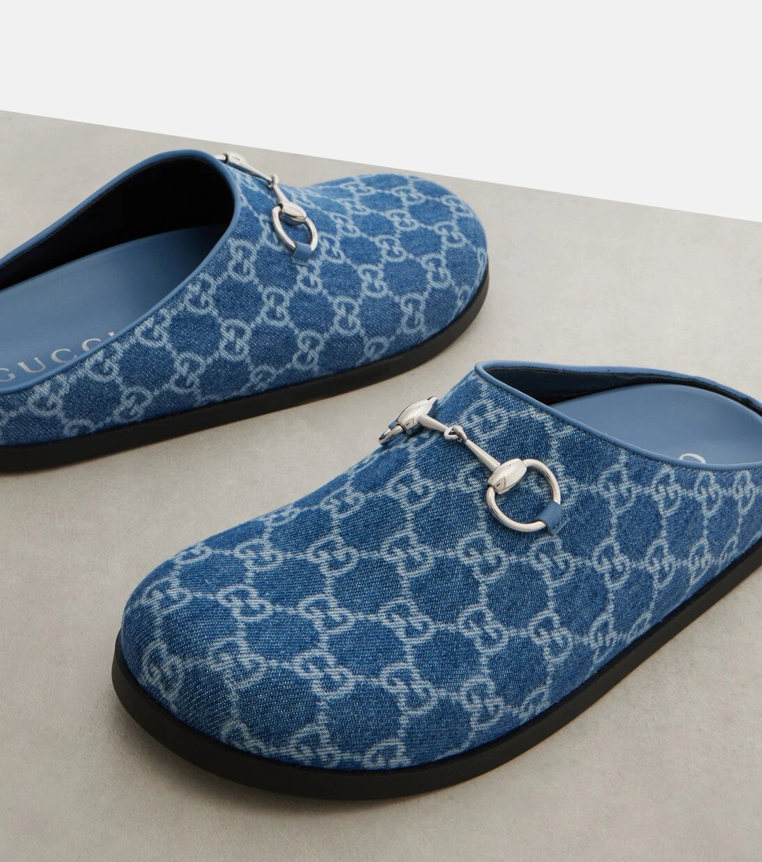 Gucci - Horsebit GG denim mules