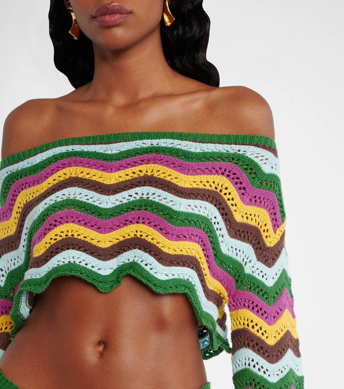 Bananhot - Helena striped cotton-blend crop top