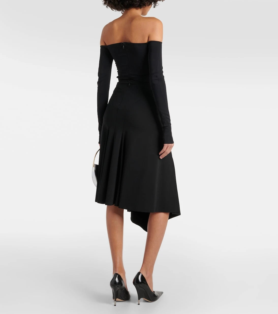 Mugler - تنورة ميدي غير متماثلة بشعار