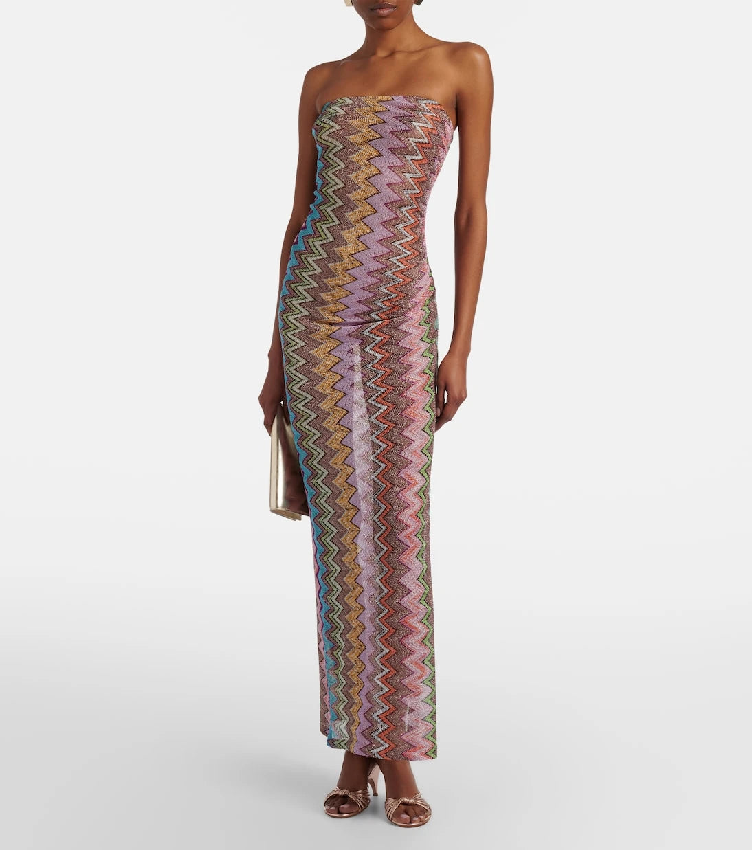 Missoni - فستان ماكسي لاميه بتصميم متعرج