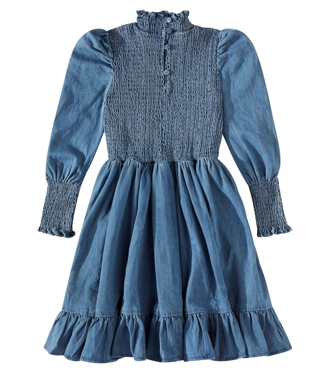 Petite Amalie - Shirred cotton chambray dress