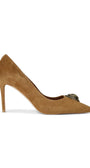 Kurt Geiger London обувки с ток от велур Belgravia Eagle Court Tan Suede