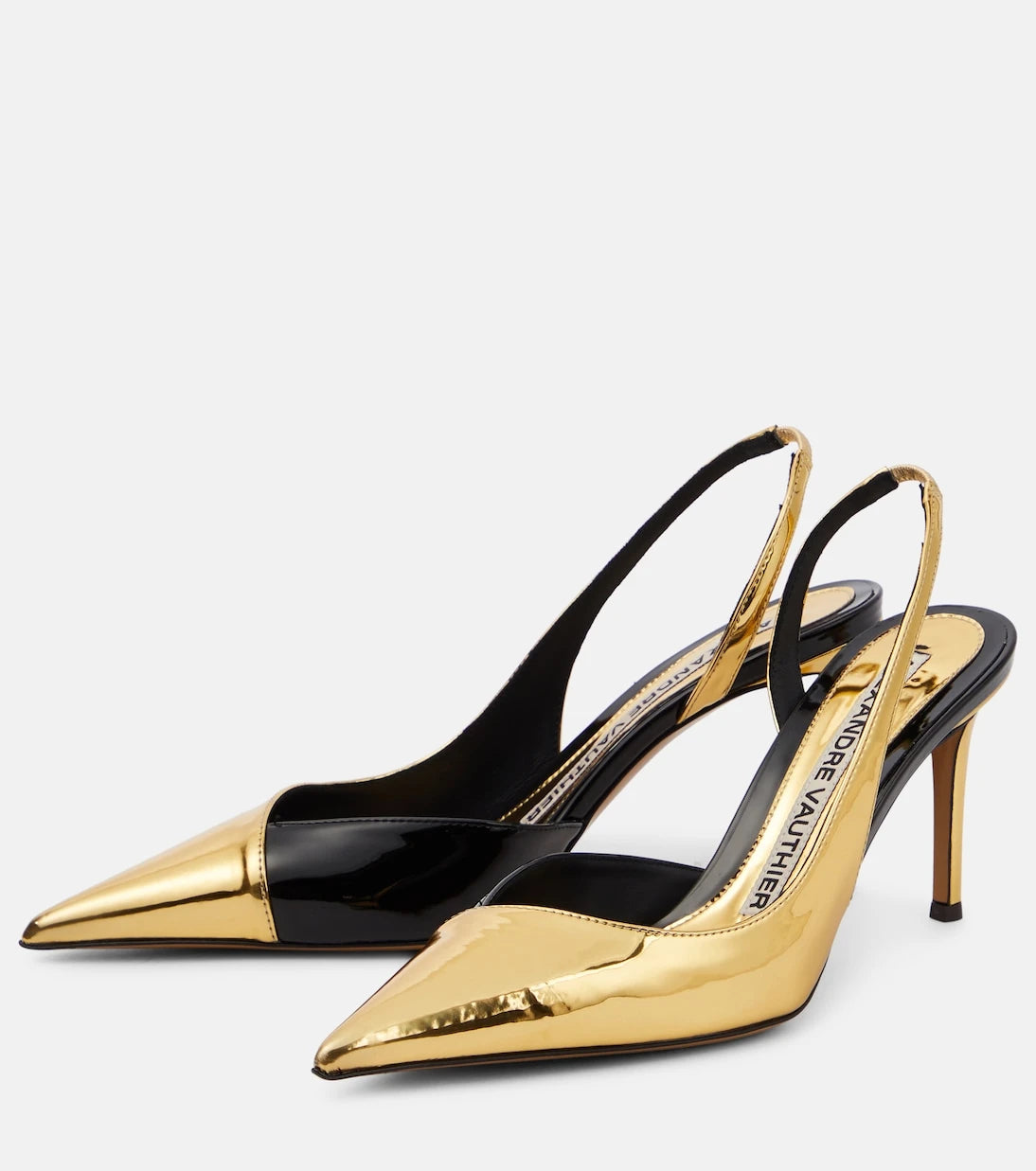 Alexandre Vauthier - Metallic faux leather slingback pumps