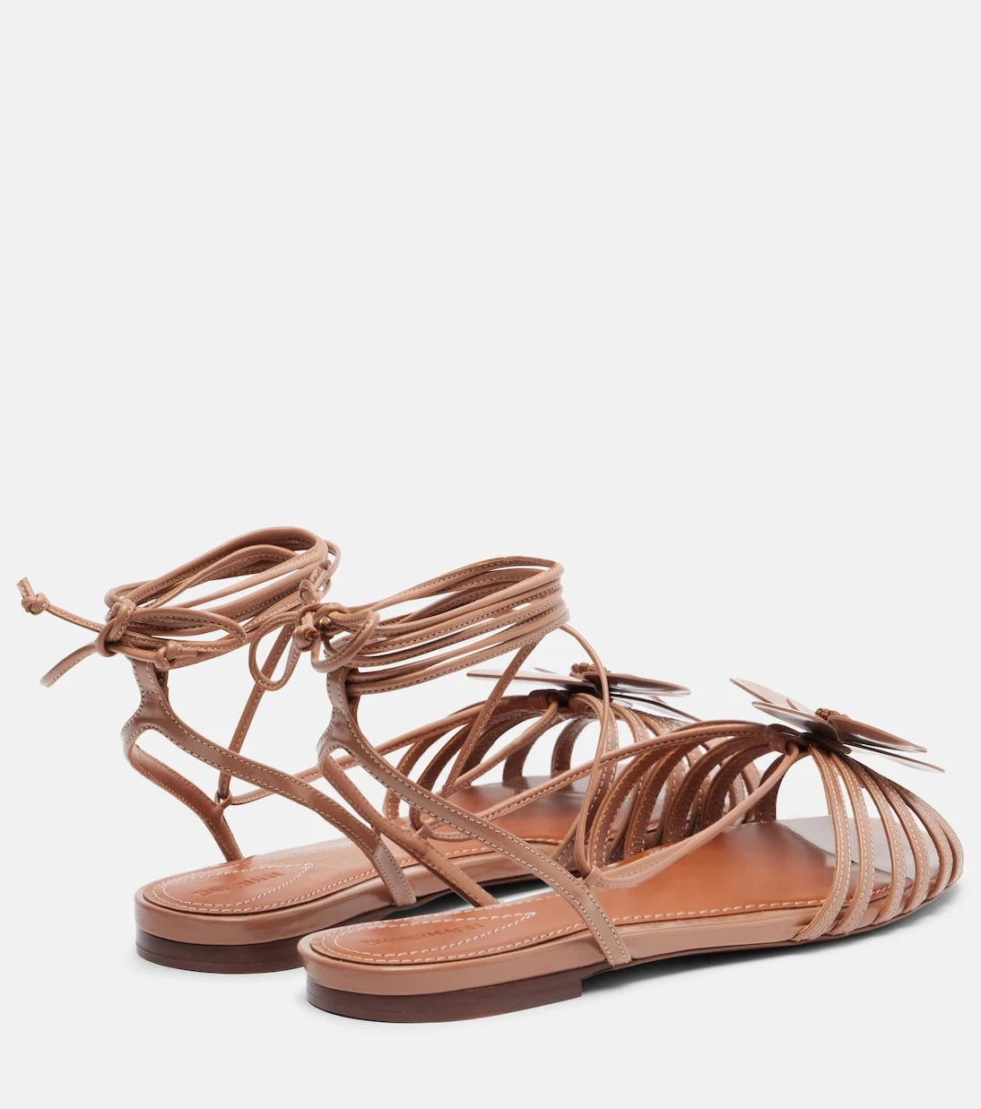 Zimmermann - Orchid floral-appliqué leather sandals