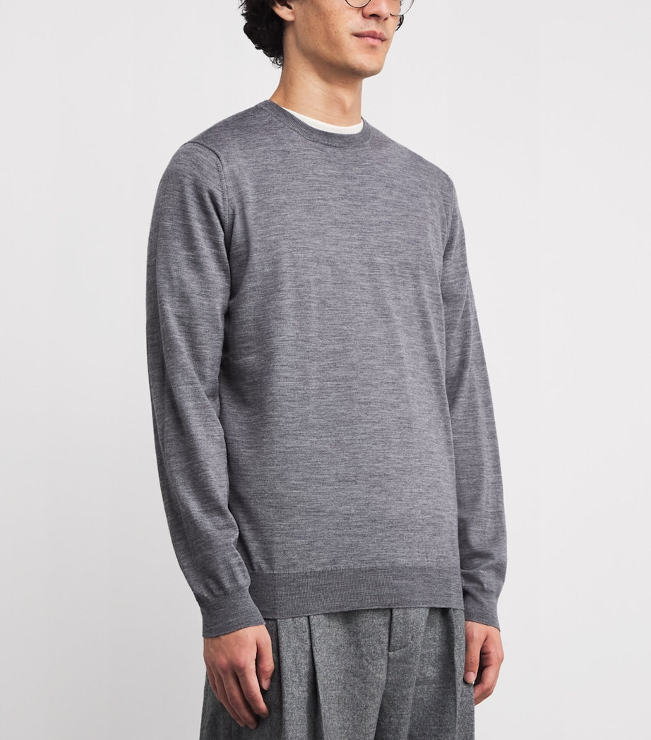 Virgin Wool Crew-Neck Sweater 930-GREY
