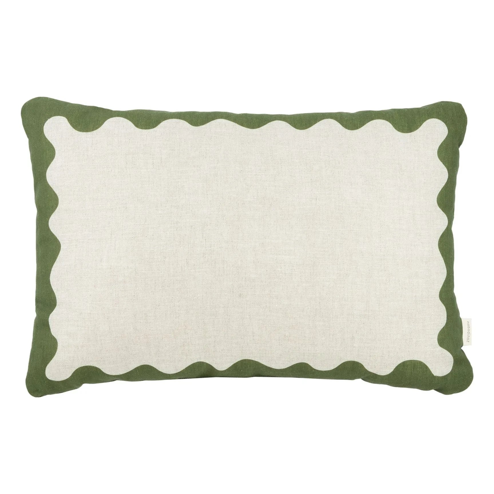 Nobodinoz - Vibes rectangular cushion - French linen | Green