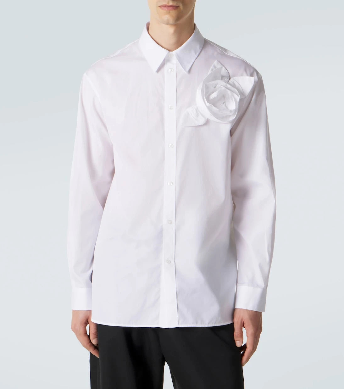 Simone Rocha - Floral-appliqué cotton poplin shirt
