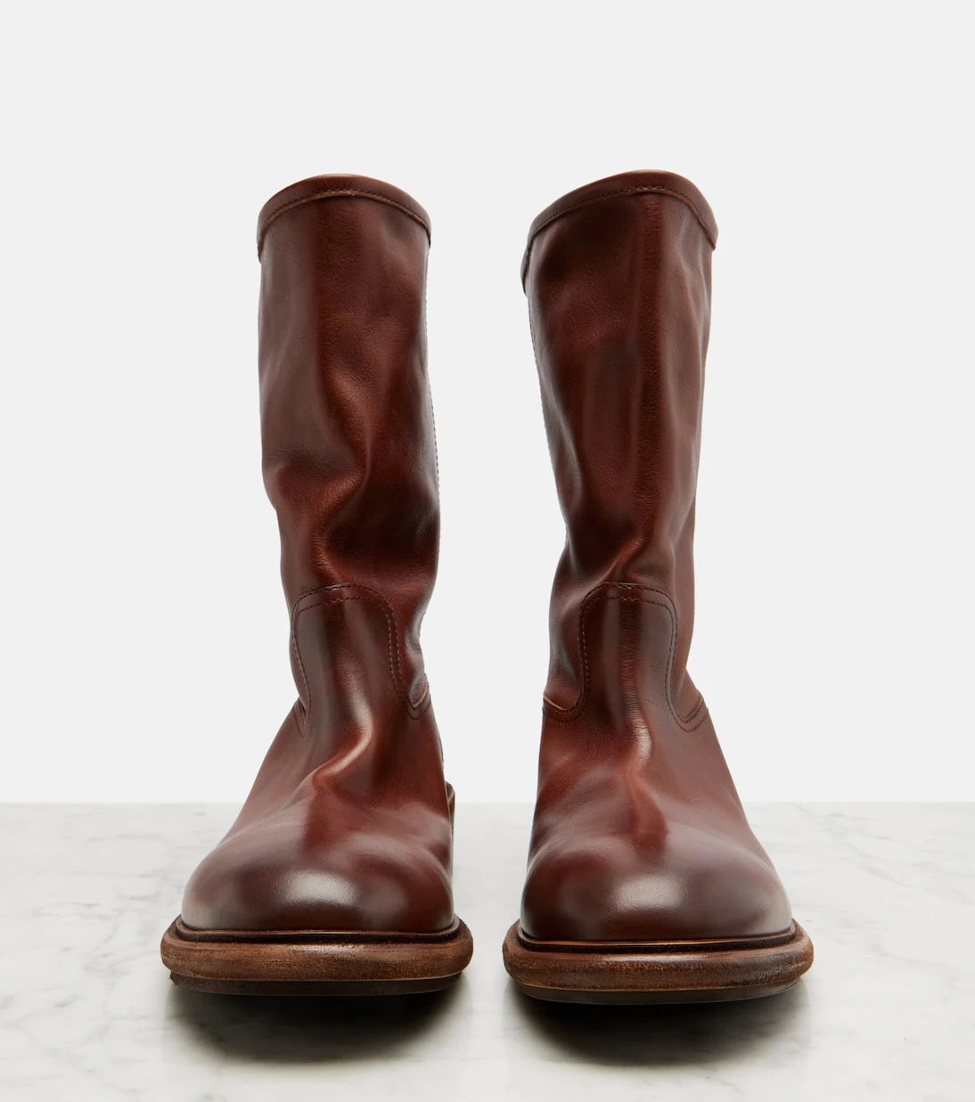 Prada - Leather mid-calf boots
