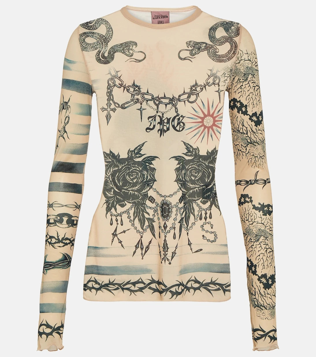 Jean Paul Gaultier - x KNWLS printed mesh top