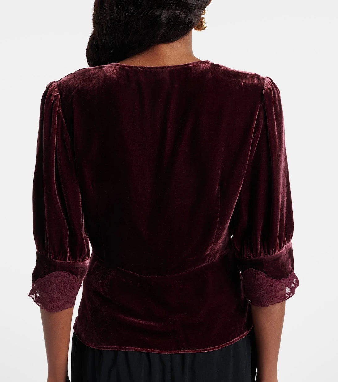 Rixo - Amanda lace-trimmed velvet top
