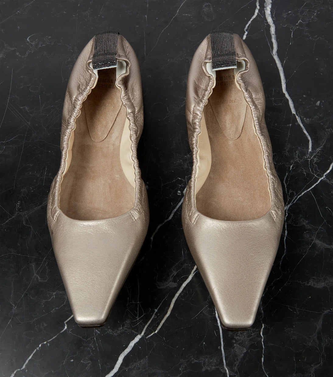 Brunello Cucinelli - Metallic leather ballet flats