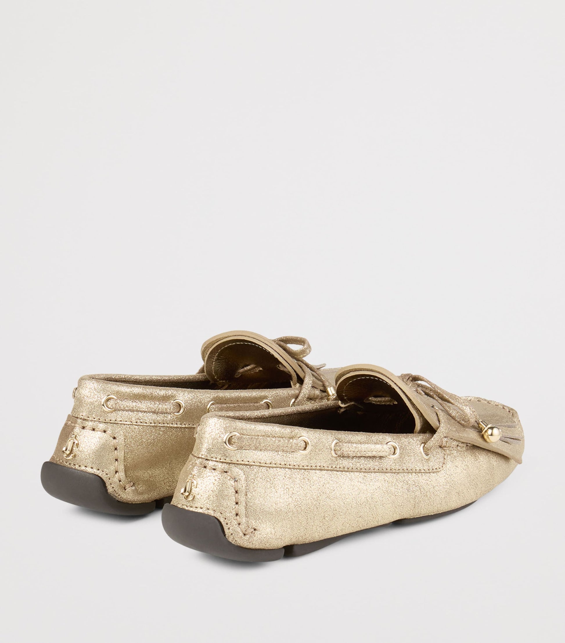 Jimmy Choo Gold Manon Flat Suede Loafers