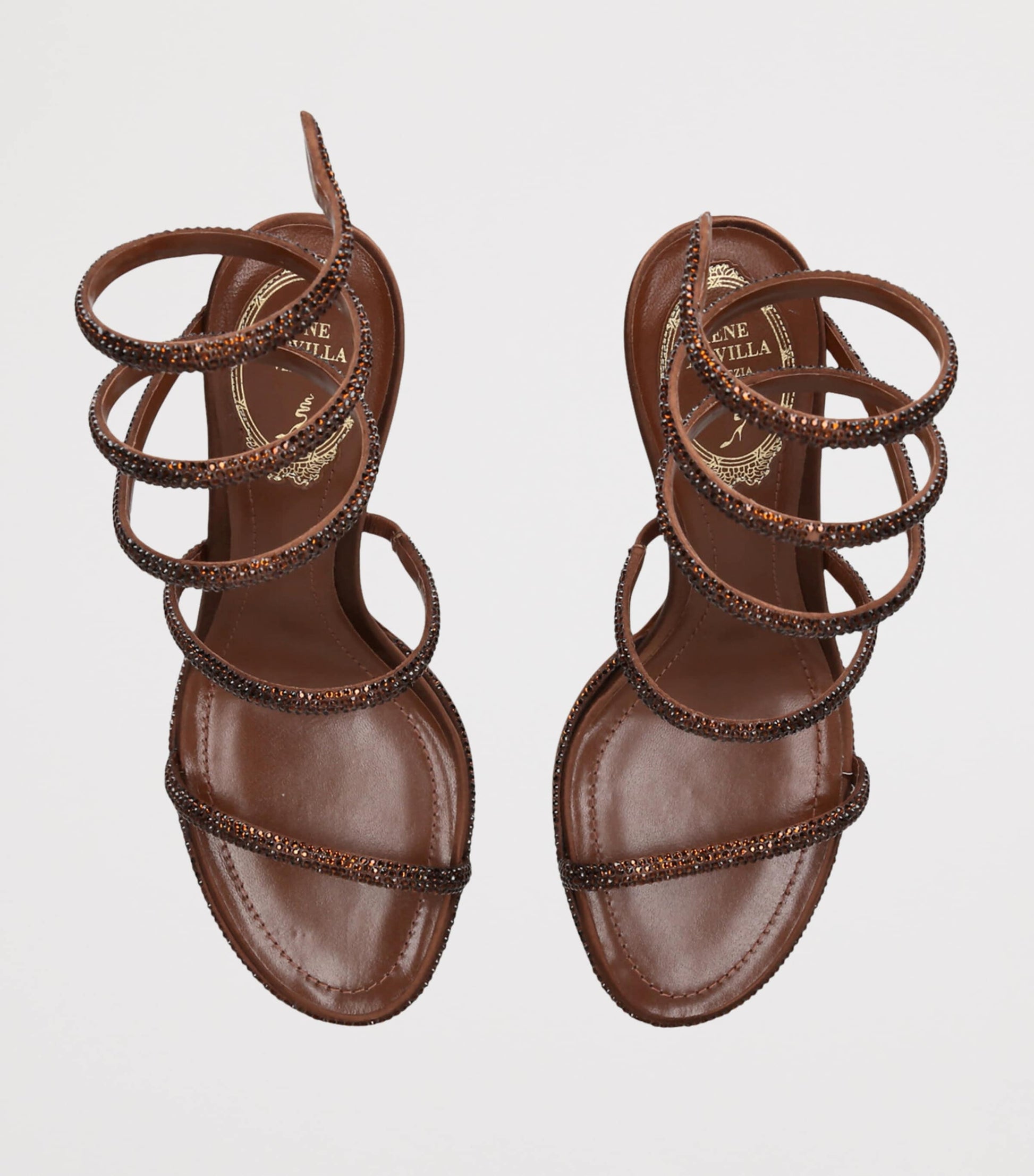 Brown Satin Embellished Cleo Sandals 80