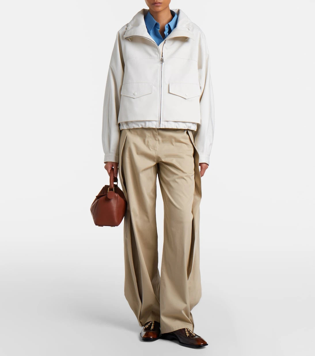 Loewe - Cotton and silk gabardine wide-leg pants