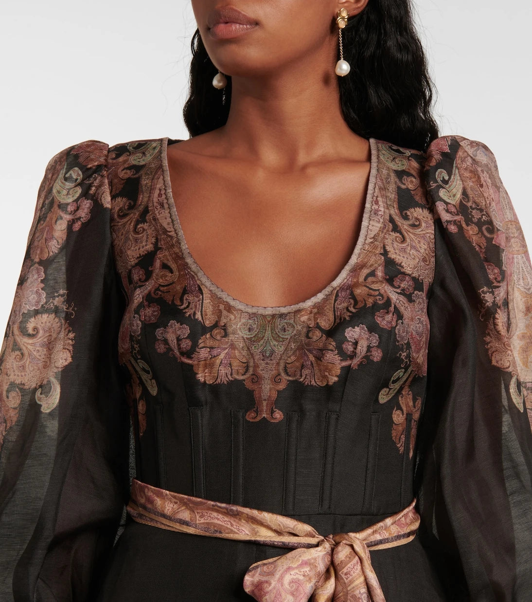 Zimmermann - Illustration linen and silk midi dress