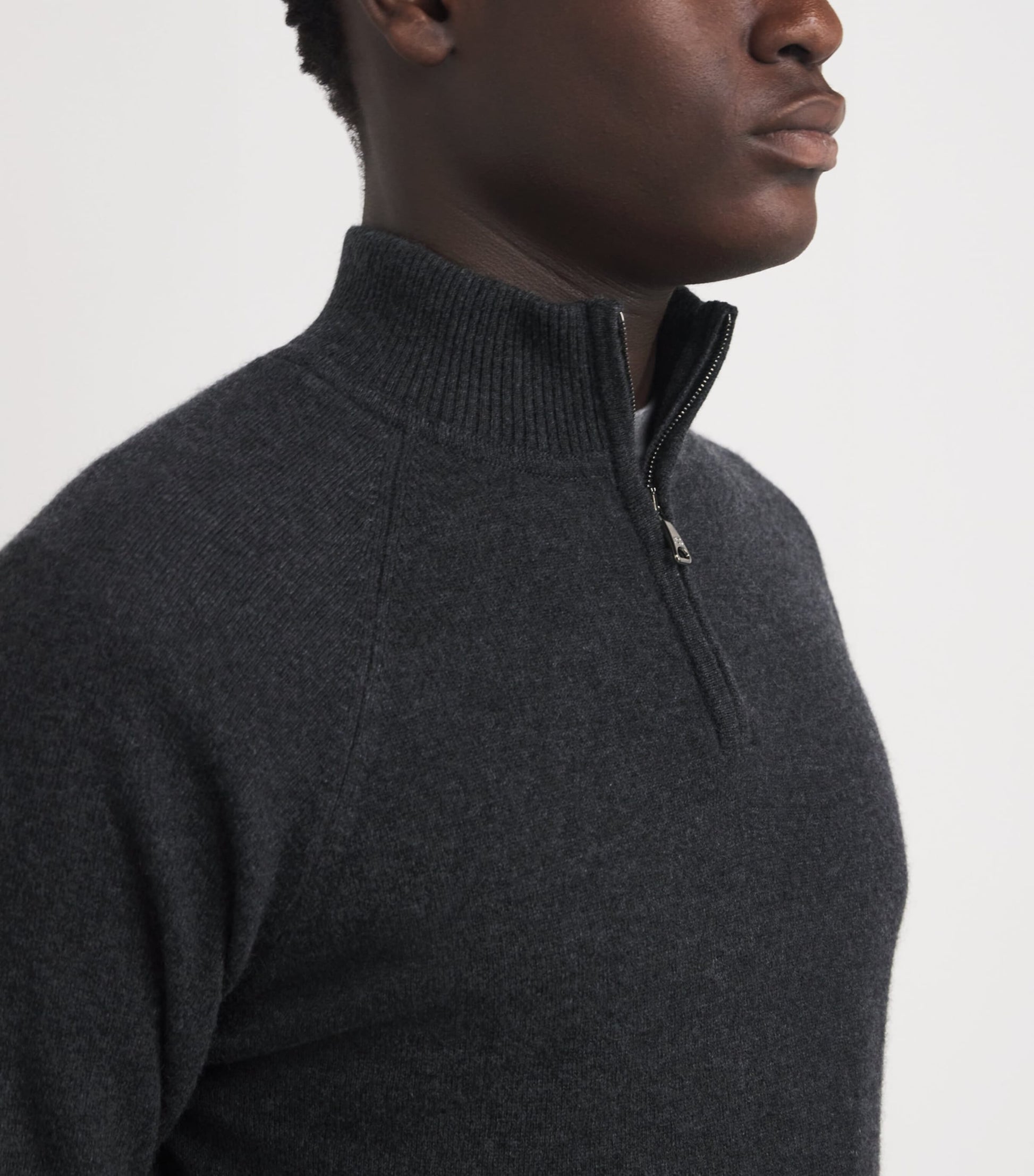Derek Rose Black Cashmere Half-Zip Finley Sweater