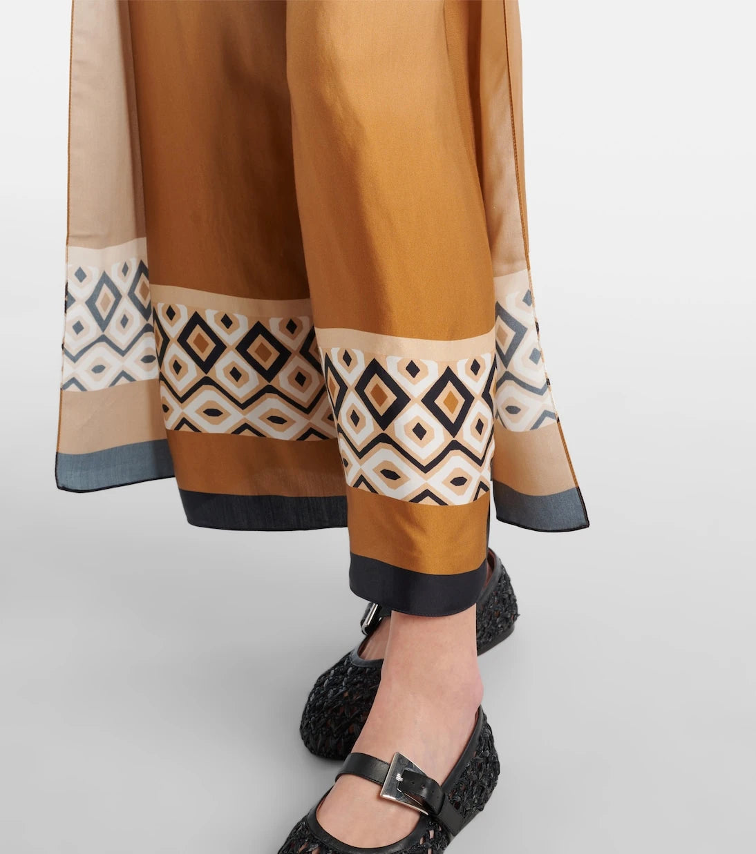 Max Mara - Printed satin cropped wide-leg pants